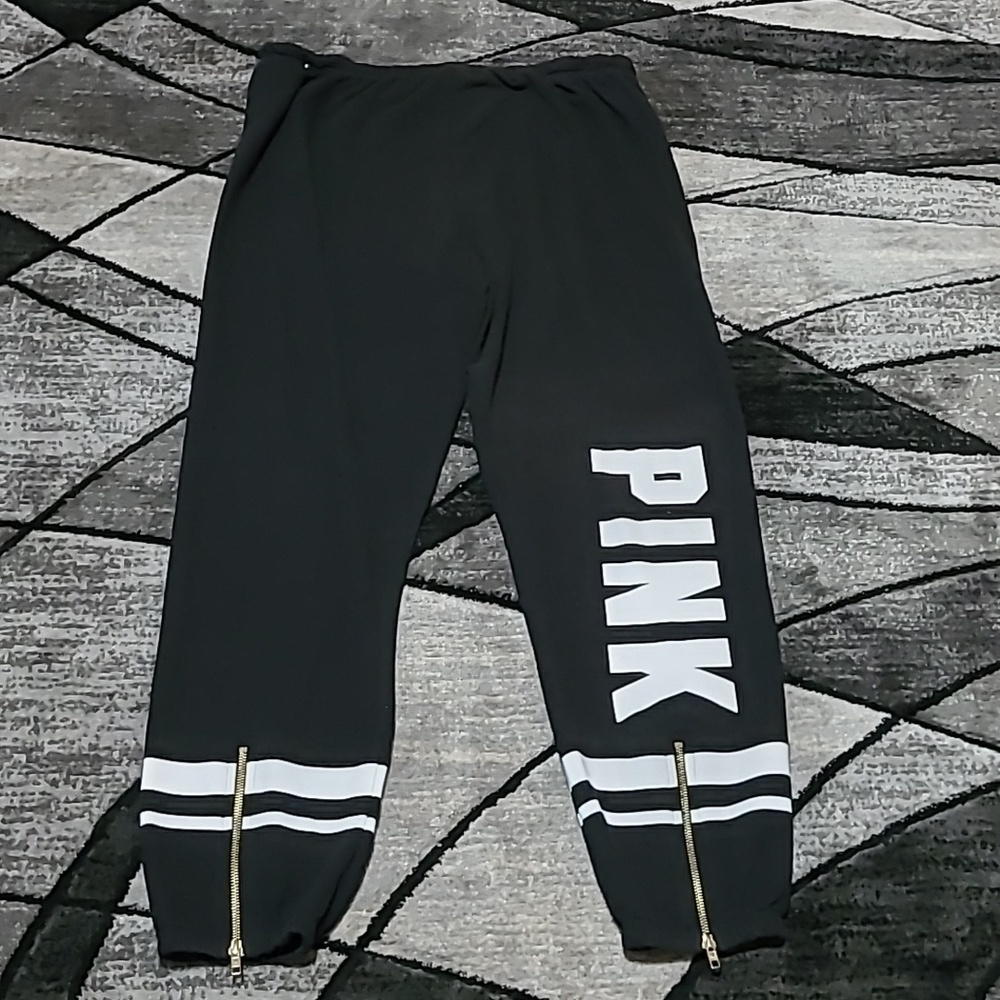 VS PINK 2017 BACK ZIP CLASSIC LOUNGE LOGO JOGGERS
